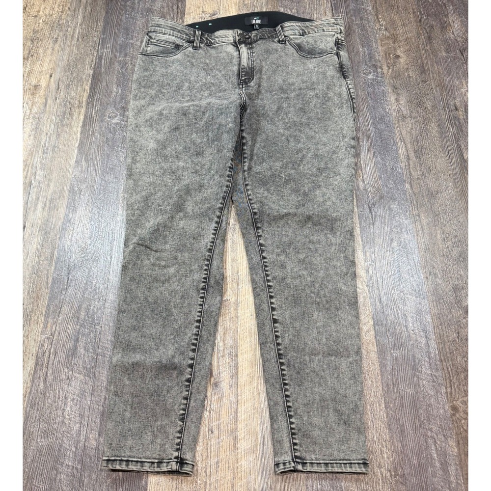 LuLaRoe With Love Jeans Womens 38 Skinny Ankle Gray Acid Wash Stretch Denim